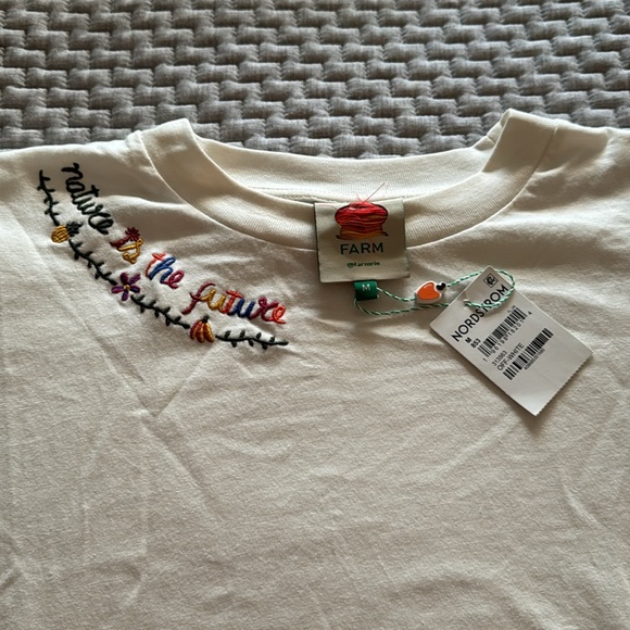 FARM Rio NWT oversized Tee-Shirt with embroidered message and shoulder Pads. - Picture 5 of 11
